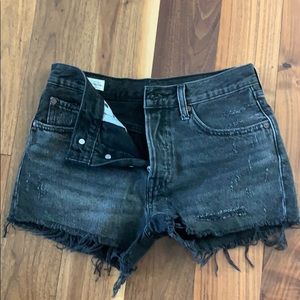 Levi’s 501 distressed button fly shorts